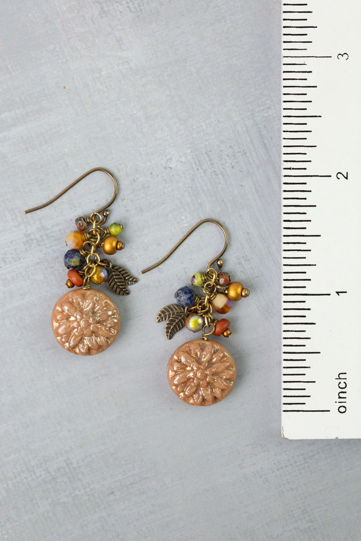 Azulejo Lapis, Czech Glass Cluster Earrings