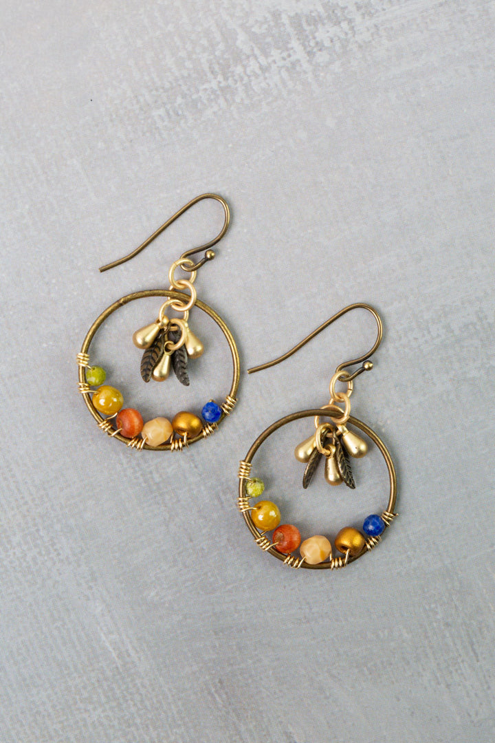 Azulejo Lapis, Czech Glass Hoop Earrings