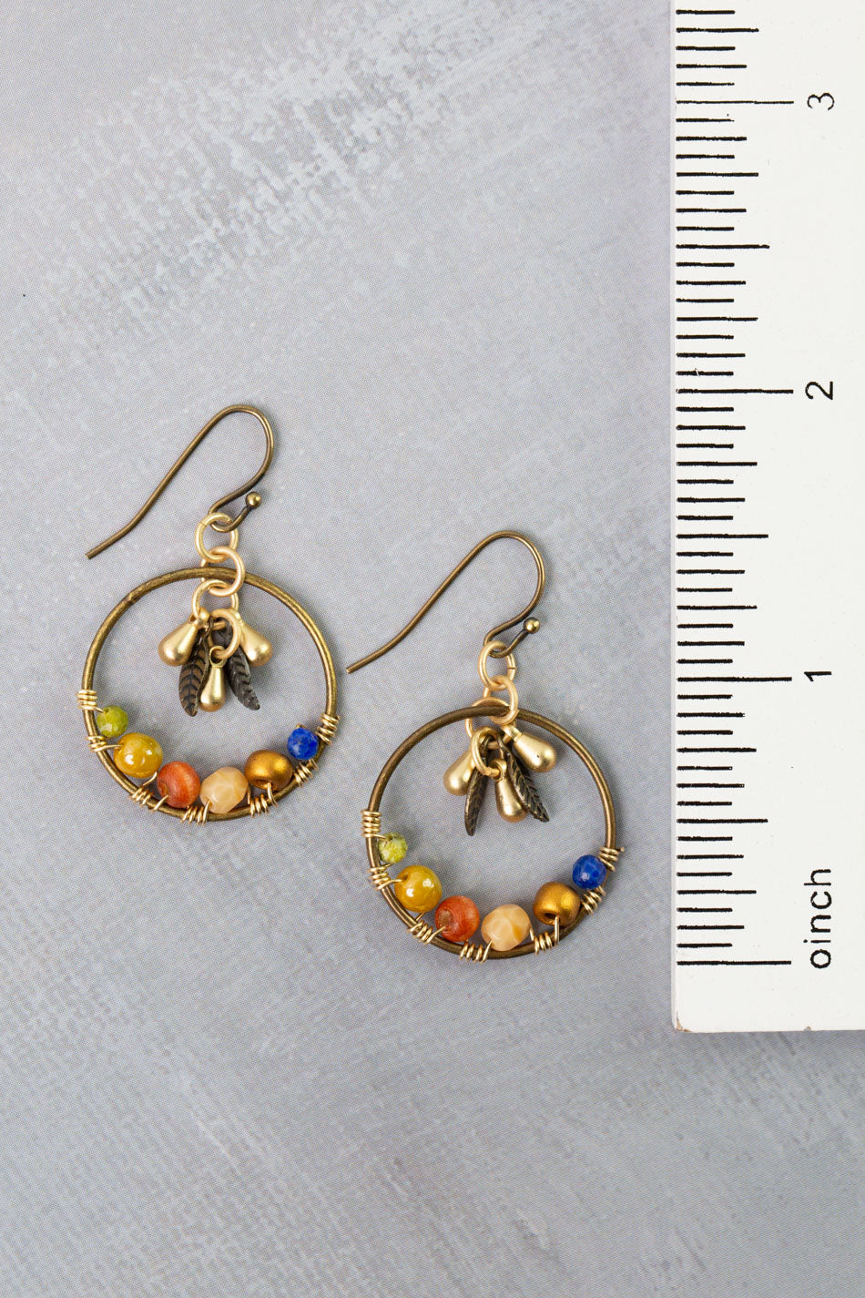 Azulejo Lapis, Czech Glass Hoop Earrings