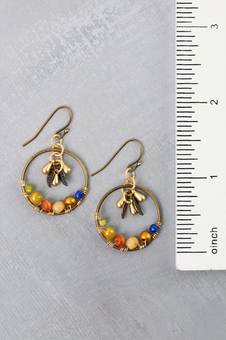 Azulejo Lapis, Czech Glass Hoop Earrings