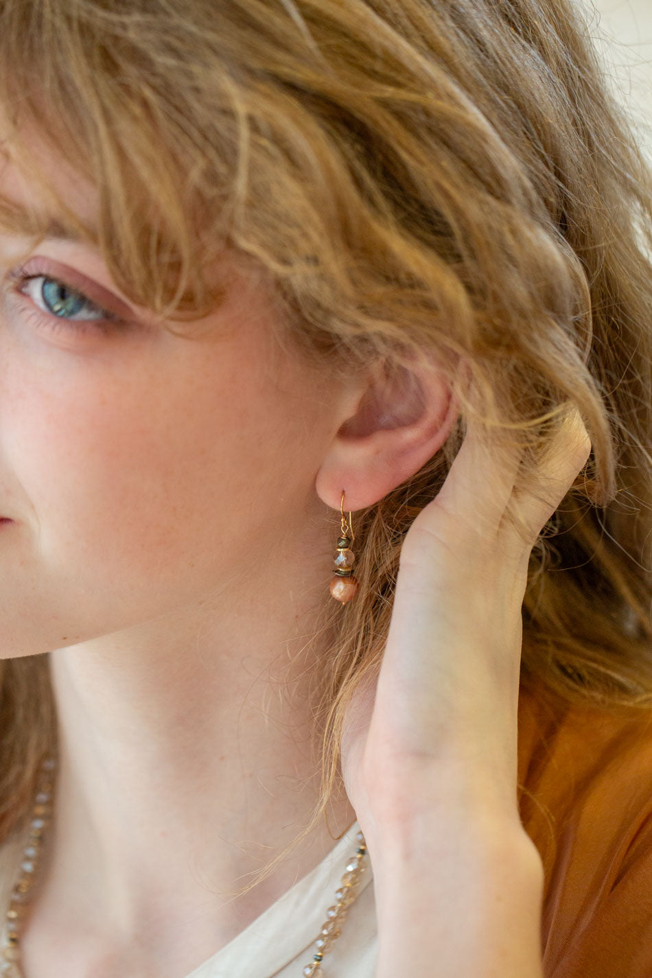 Alchemy Pearl, Crystal, Pyrite Simple Earrings