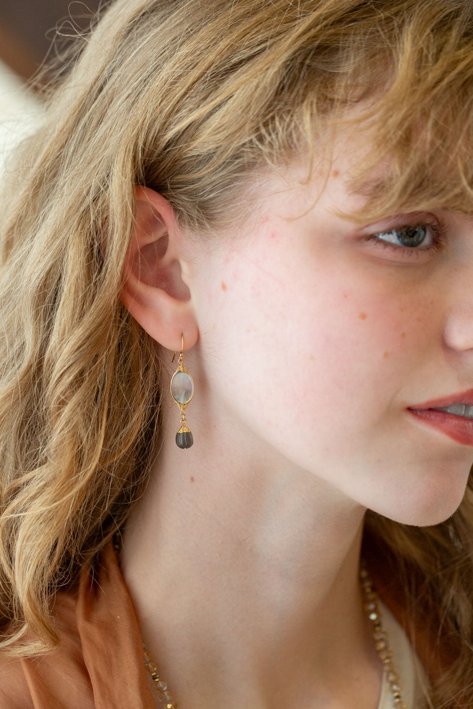Alchemy Abalone, Black Lip Shell Dangle Earrings