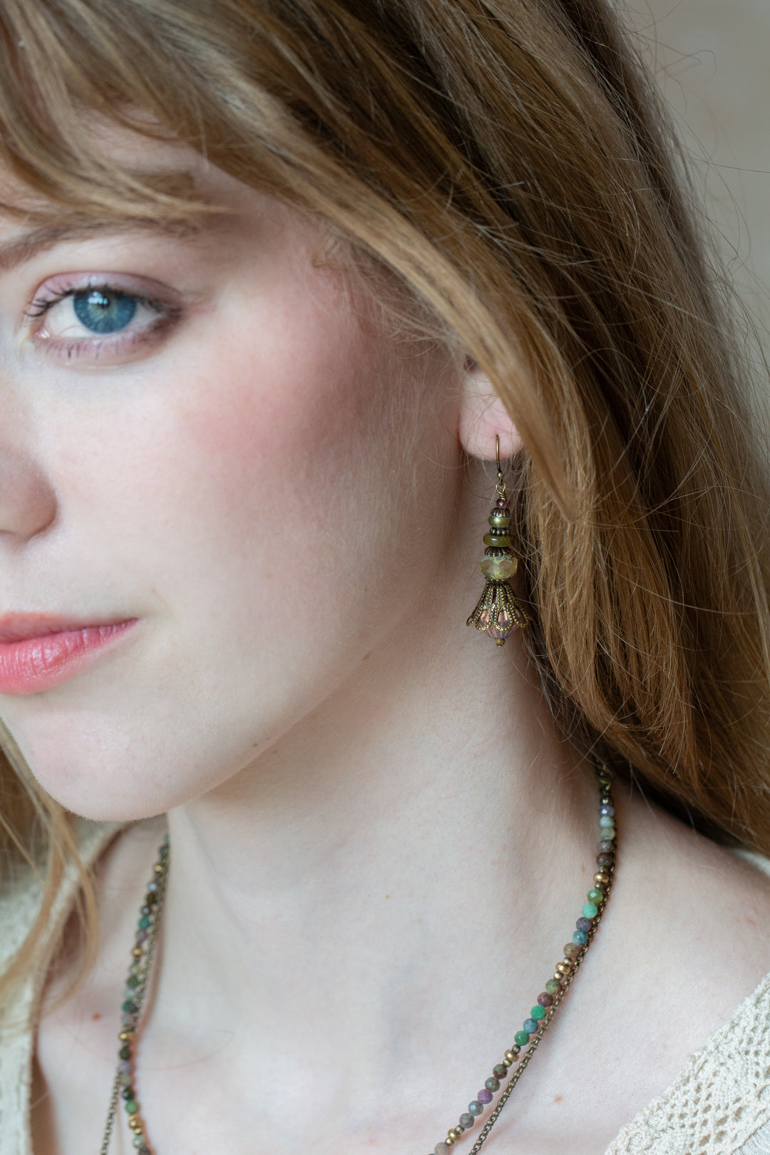 Apatheia Freshwater Pearl, Czeh Glass, Shell Simple Earrings