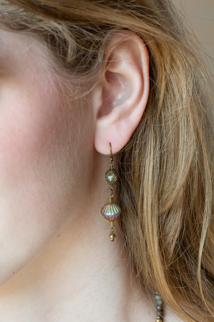 Apatheia Czech Glass Herringbone Earrings