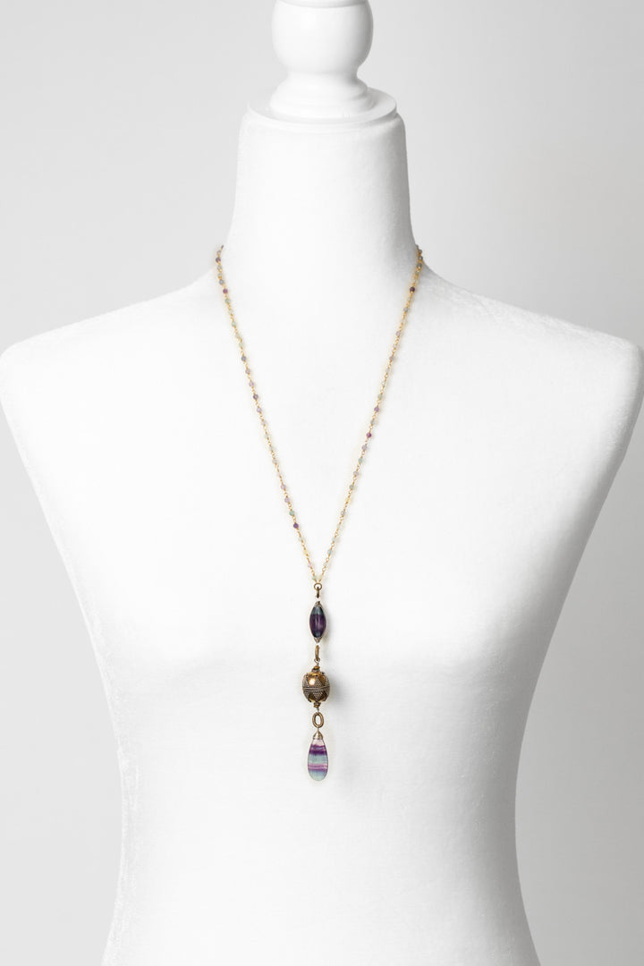 Aspire 25.5-27.5" Faceted Pink Amethyst With High Quality Fluorite Briolette Statement Necklace