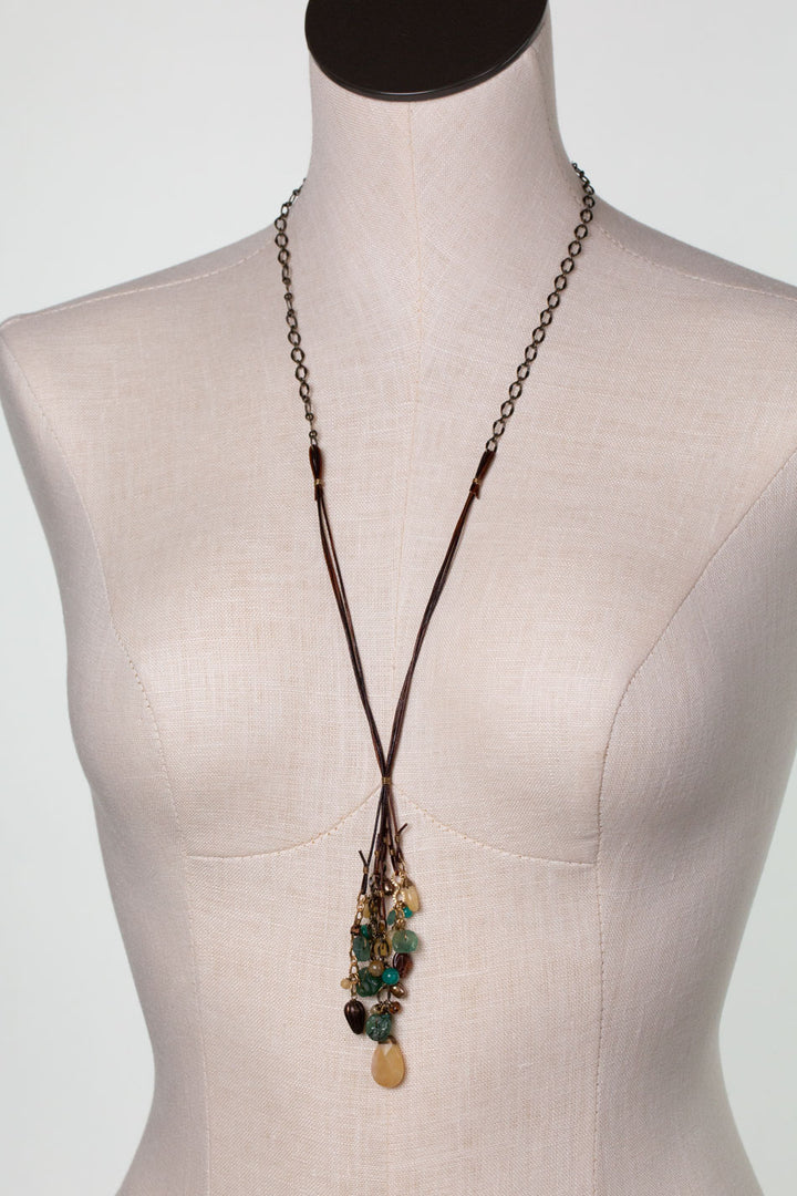 Atlas 26.5-28.5" Roman Glass, Honey Opal Tassel Necklace