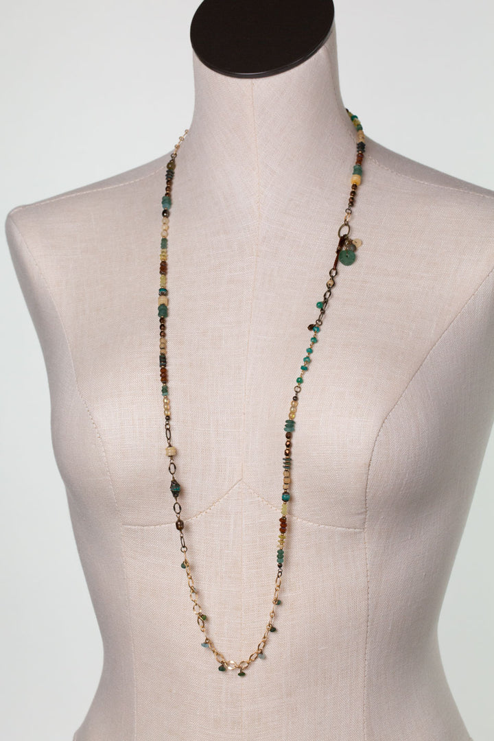 Atlas 37.5-39.5" Czech Glass, Roman Glass, Honey Opal Collage Necklace