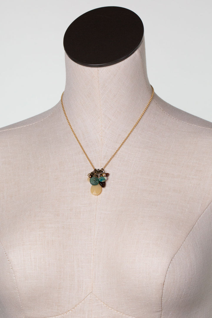 Atlas 16-18" Honey Opal, Roman Glass, Czech Glass Simple Necklace