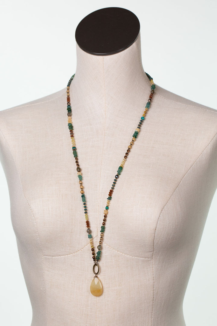 Atlas 30.5-32.5" Roman Glass, Honey Opal Teardrop Briolette Statement Necklace