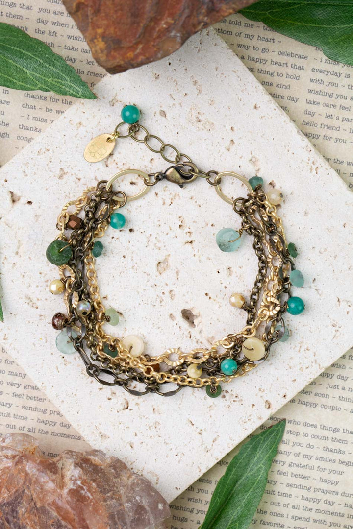 Atlas 7.5-8.5" Roman Glass, Honey Opal, Czech Glass Multistrand Bracelet