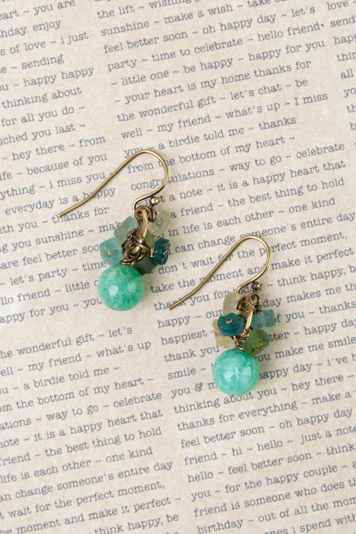 Atlas Jasper, Roman Glass Cluster Earrings