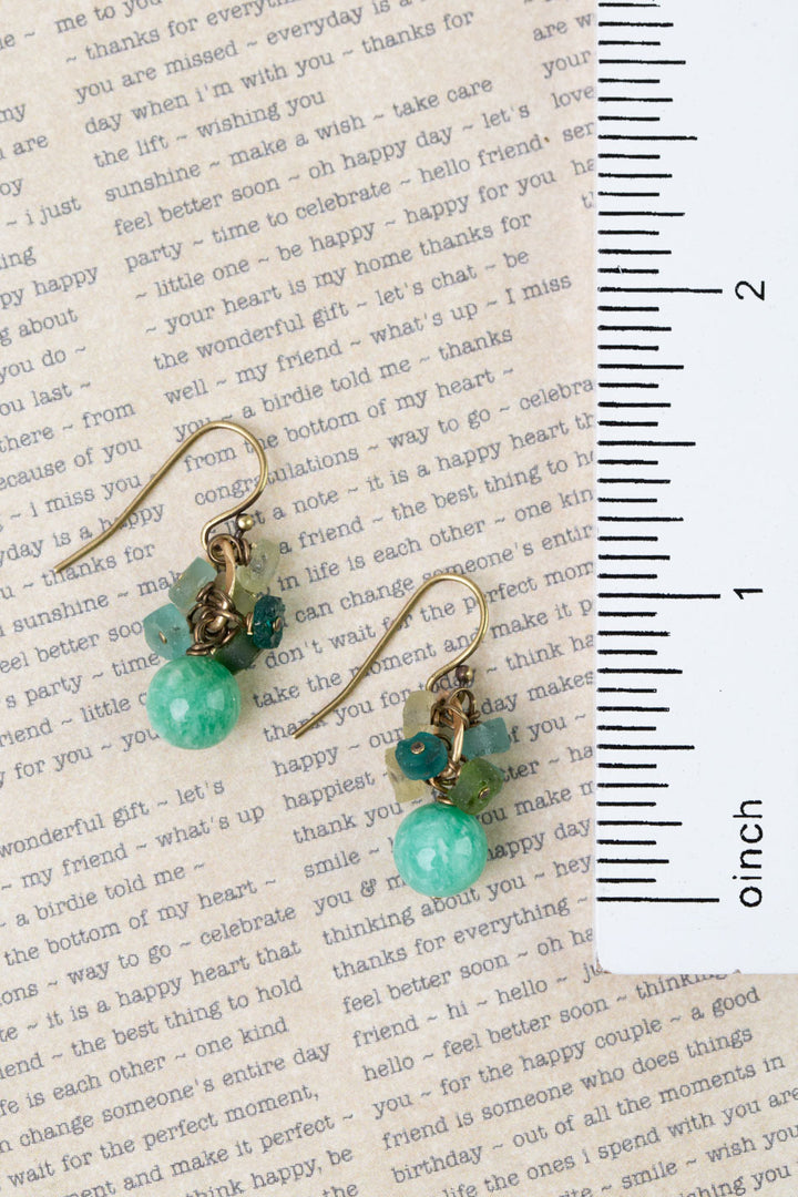 Atlas Jasper, Roman Glass Cluster Earrings