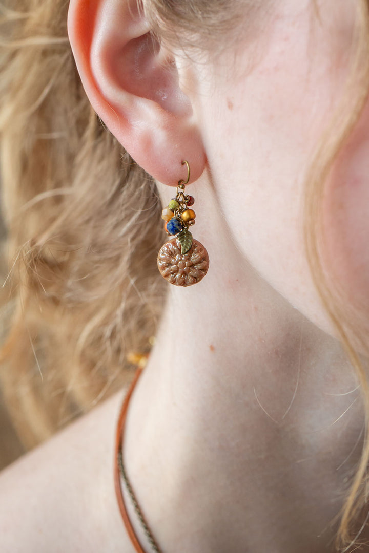 Azulejo Lapis, Czech Glass Cluster Earrings