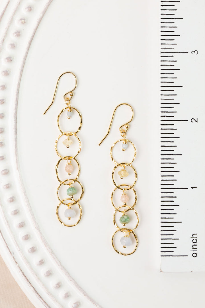 Bellini Peach Moonstone, Chrysoprase, Citrine Dangle Earrings