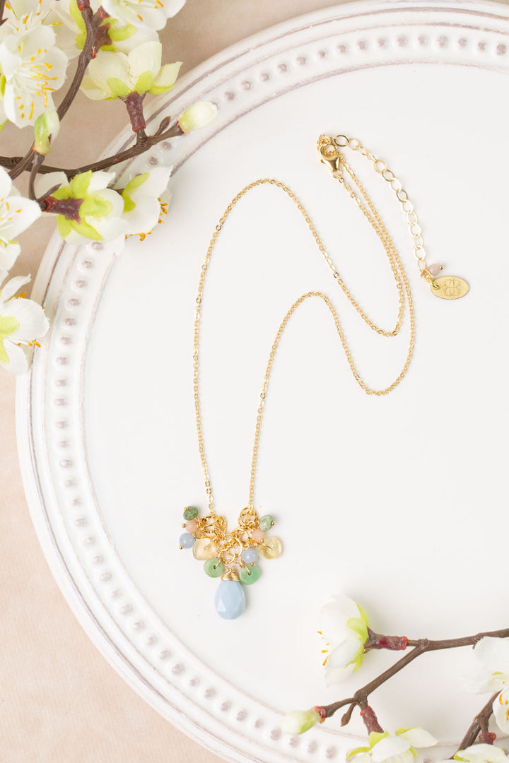 Bellini 16-18" Citrine, Blue Opal, Peach Moonstone Simple Necklace