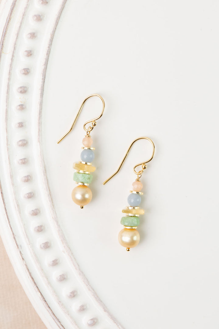 Bellini Chrysoprase, Pearl, Citrine Simple Earrings