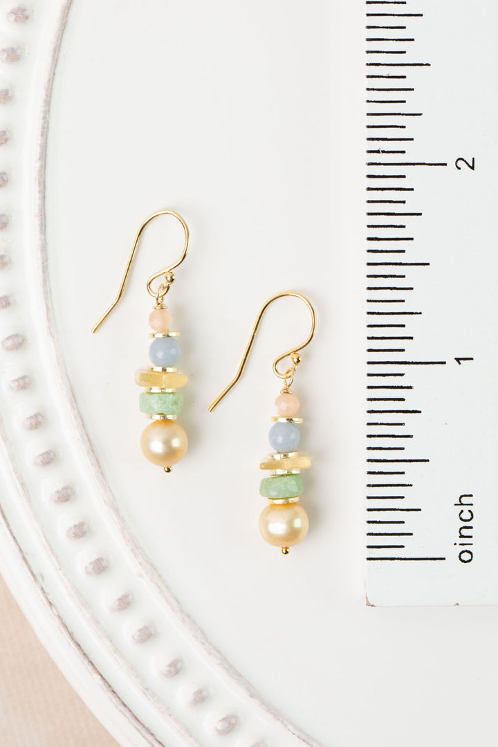 Bellini Chrysoprase, Pearl, Citrine Simple Earrings