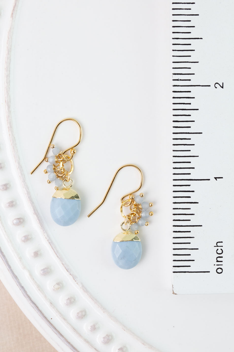 Bellini Aquamarine, Blue Opal Bezel Simple Earrings