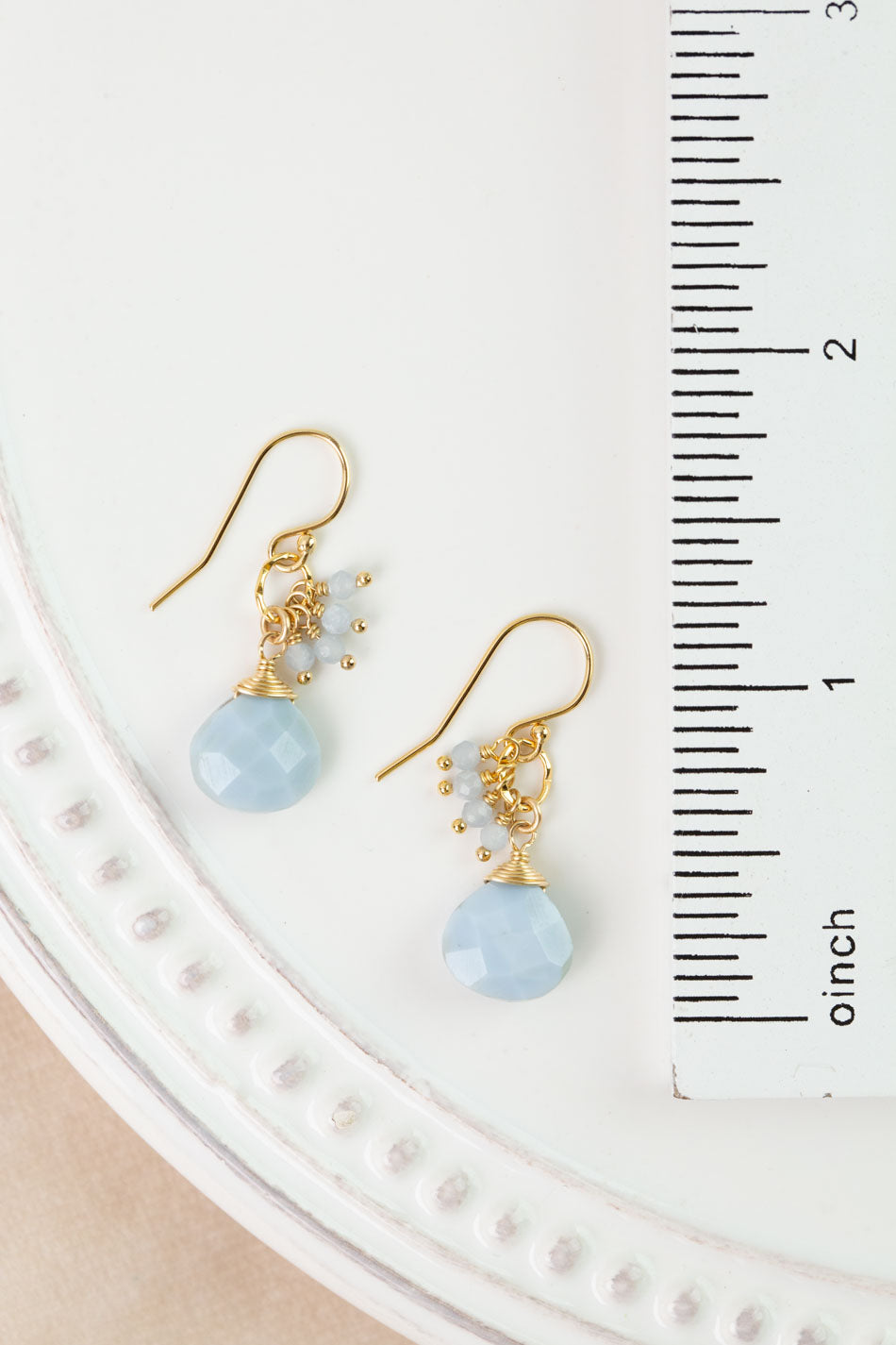 Bellini Aquamarine, Blue Opal Bezel Simple Earrings