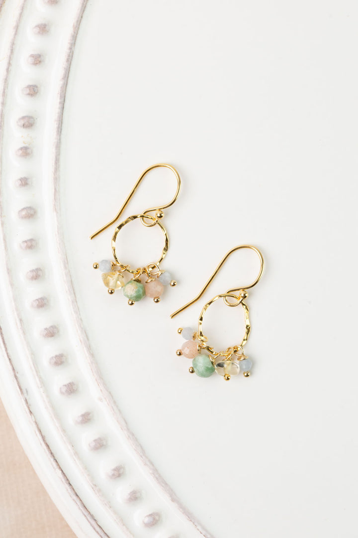 Bellini Peach Moonstone, Chrysoprase, Citrine Hoop Earrings