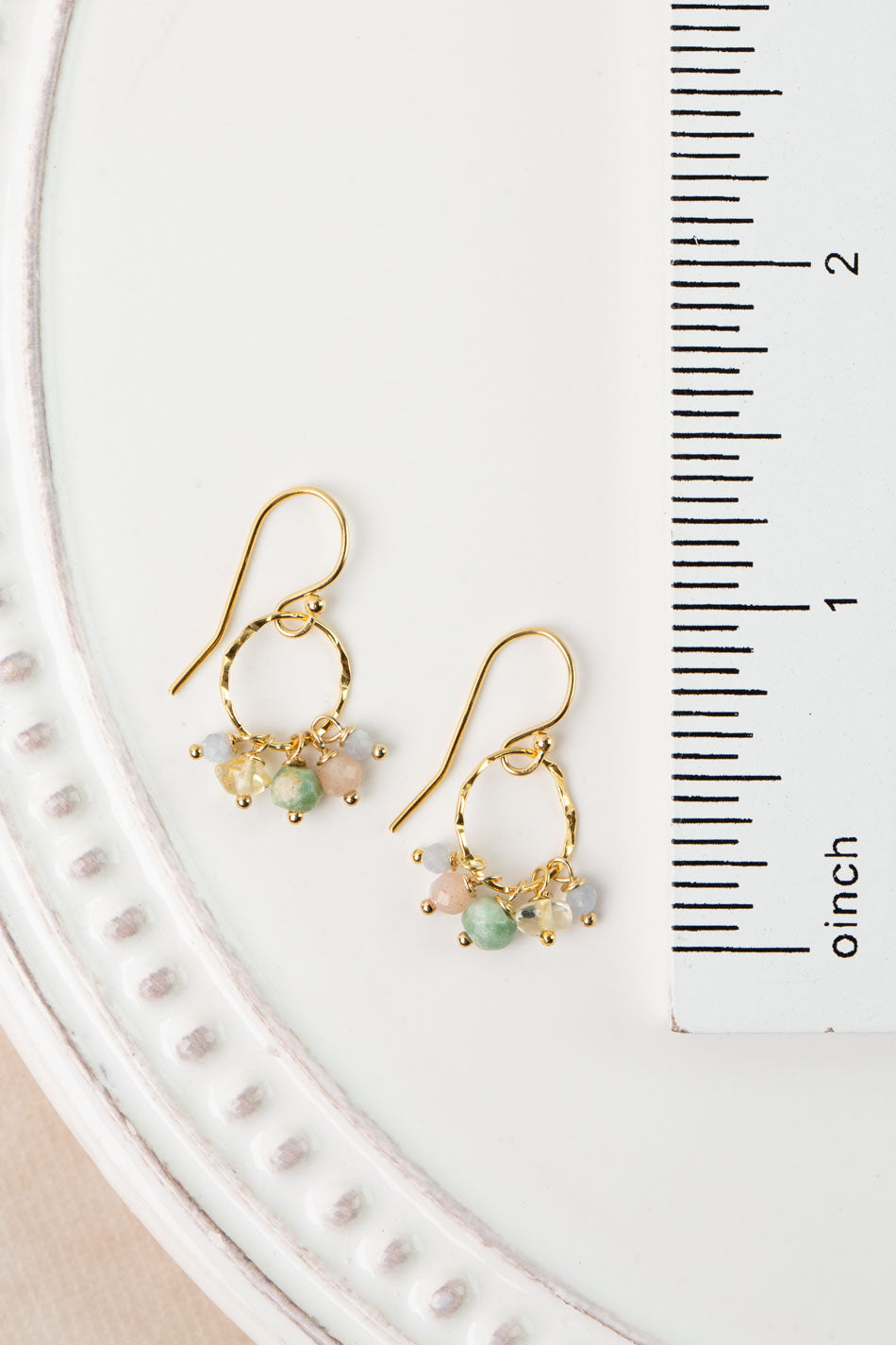 Bellini Peach Moonstone, Chrysoprase, Citrine Hoop Earrings