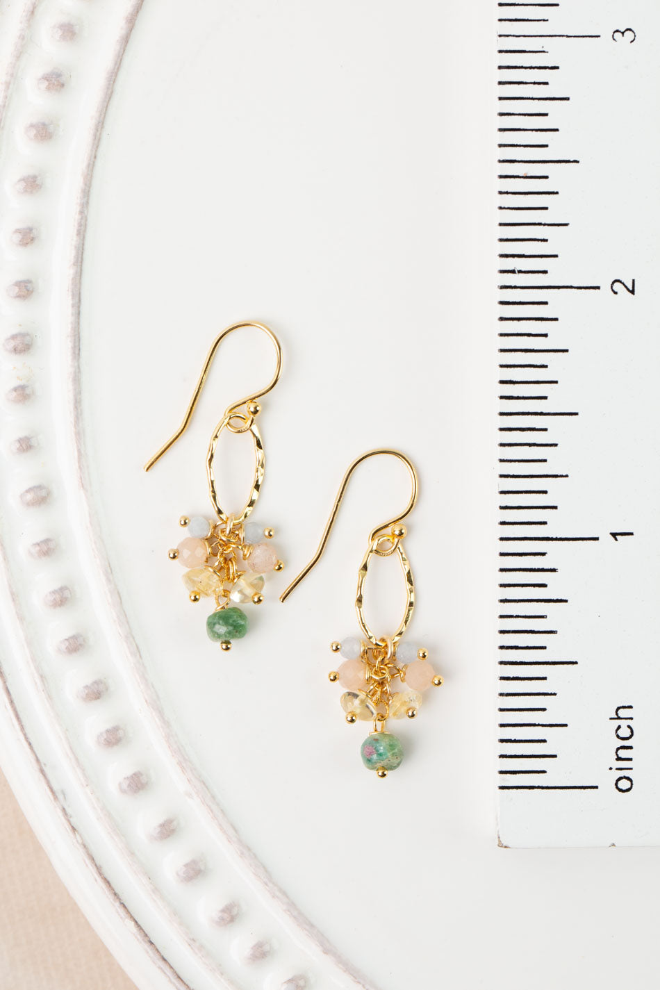 Bellini Peach Moonstone, Chrysoprase, Citrine Dangle Earrings