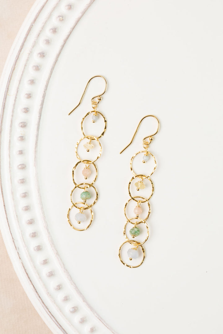 Bellini Peach Moonstone, Chrysoprase, Citrine Dangle Earrings