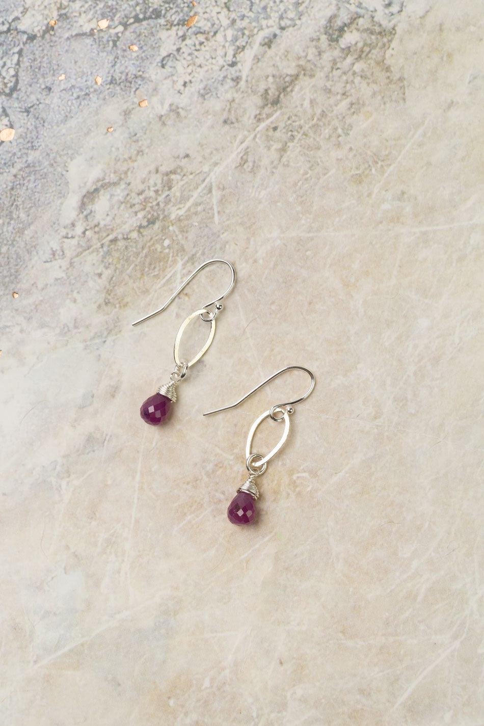 Birth Flower July Ruby Earrings