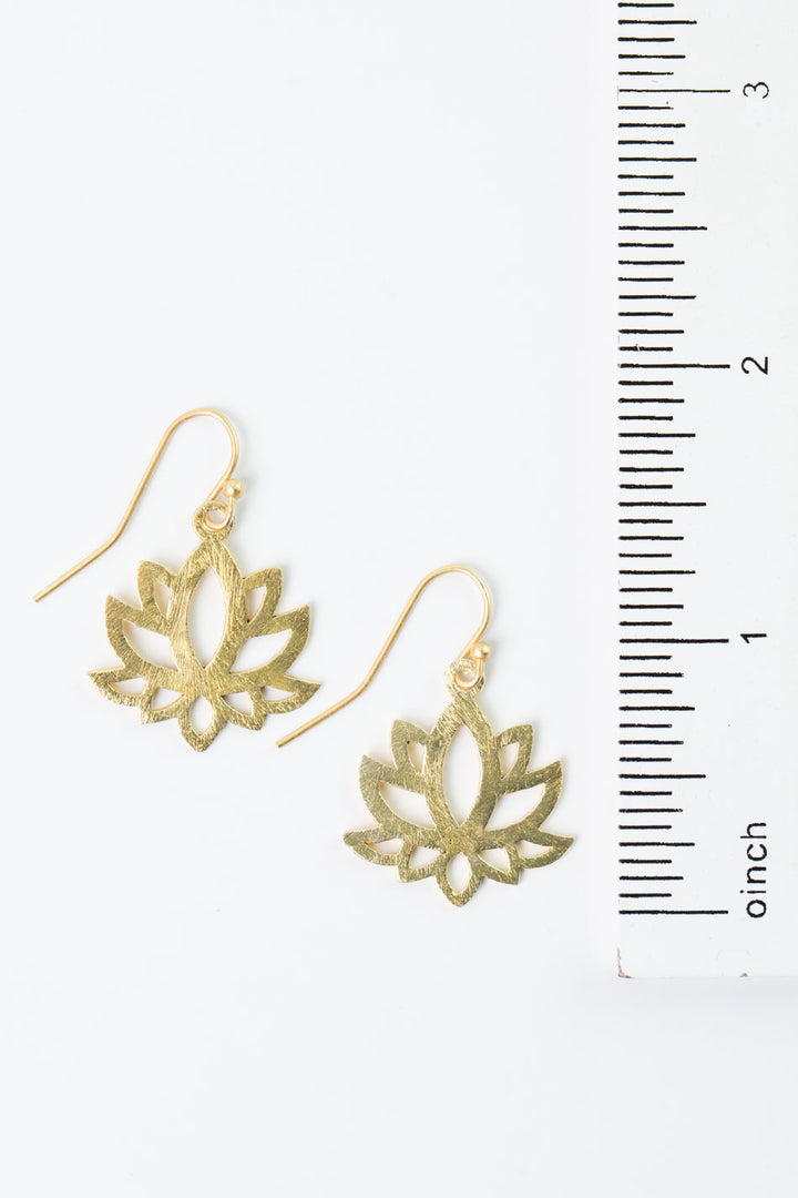 Brushed Gold Large Lotus Flower Earrings