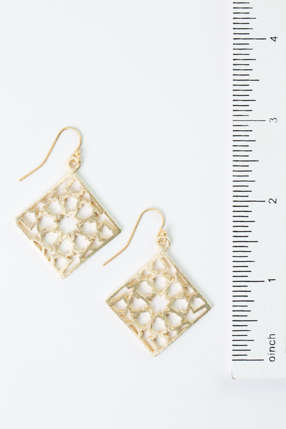 Brushed Gold Diamond Star Earrings