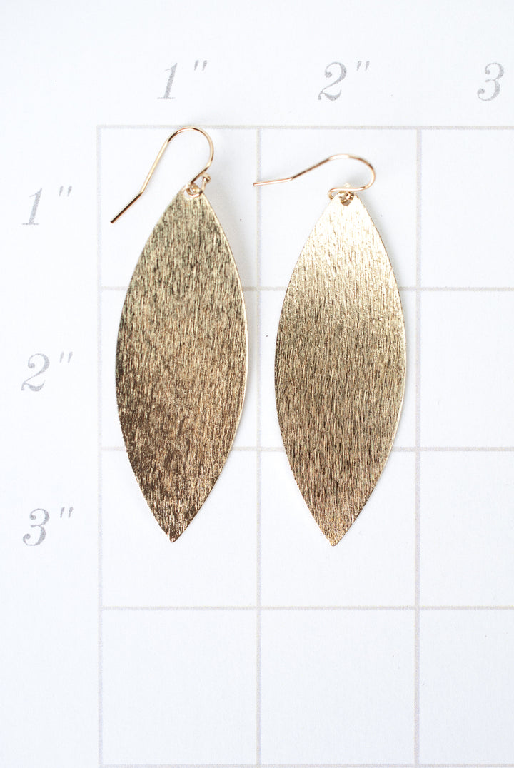 Brushed Gold Pointed Oval Earrings