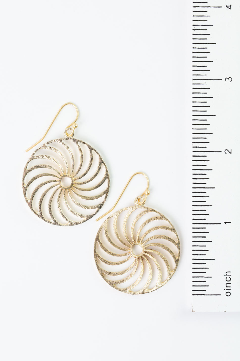 Brushed Gold Circle Swirl Earrings