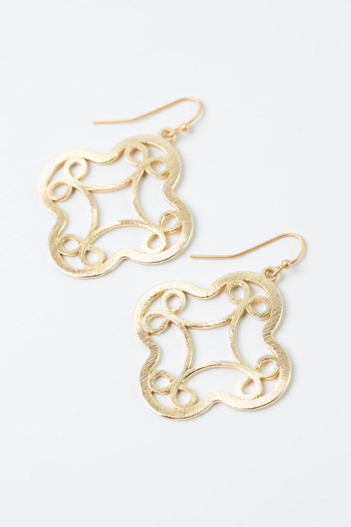 Brushed Gold Celtic Clover Earrings