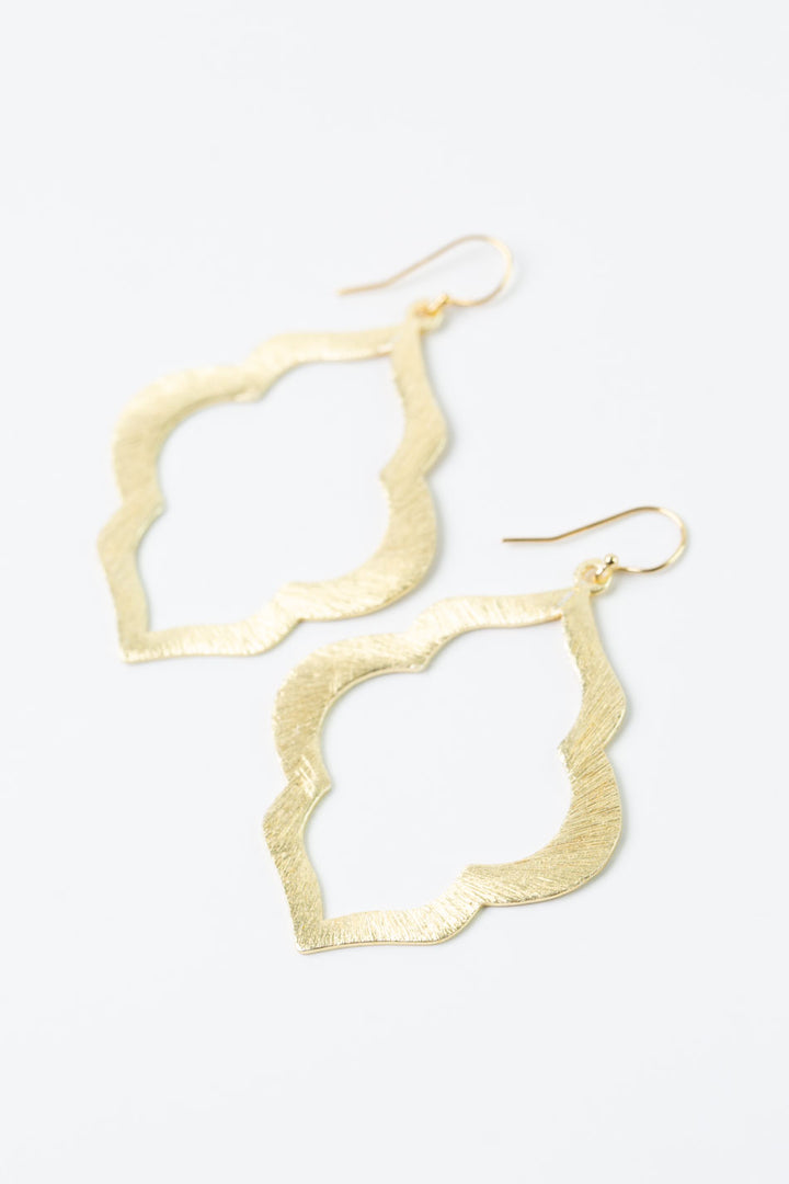 Brushed Gold Quatrefoil Earrings
