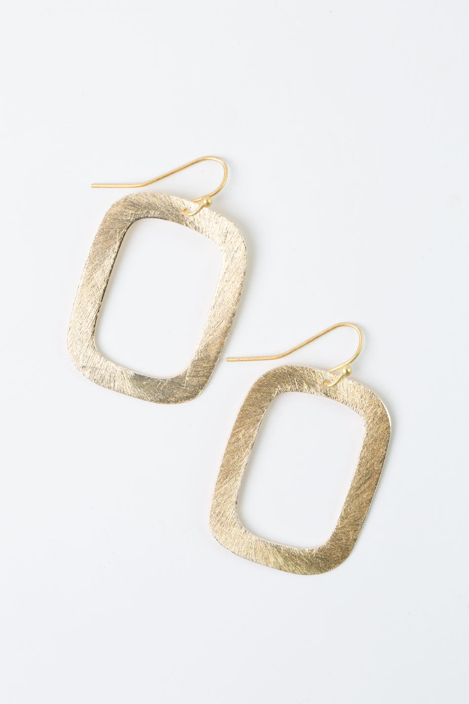 Brushed Gold Rectangle Earrings