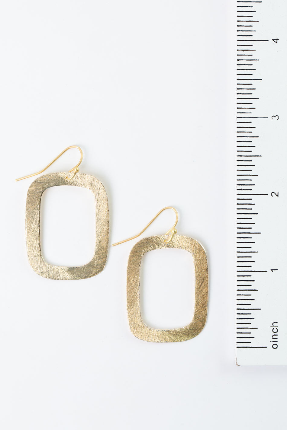 Brushed Gold Rectangle Earrings