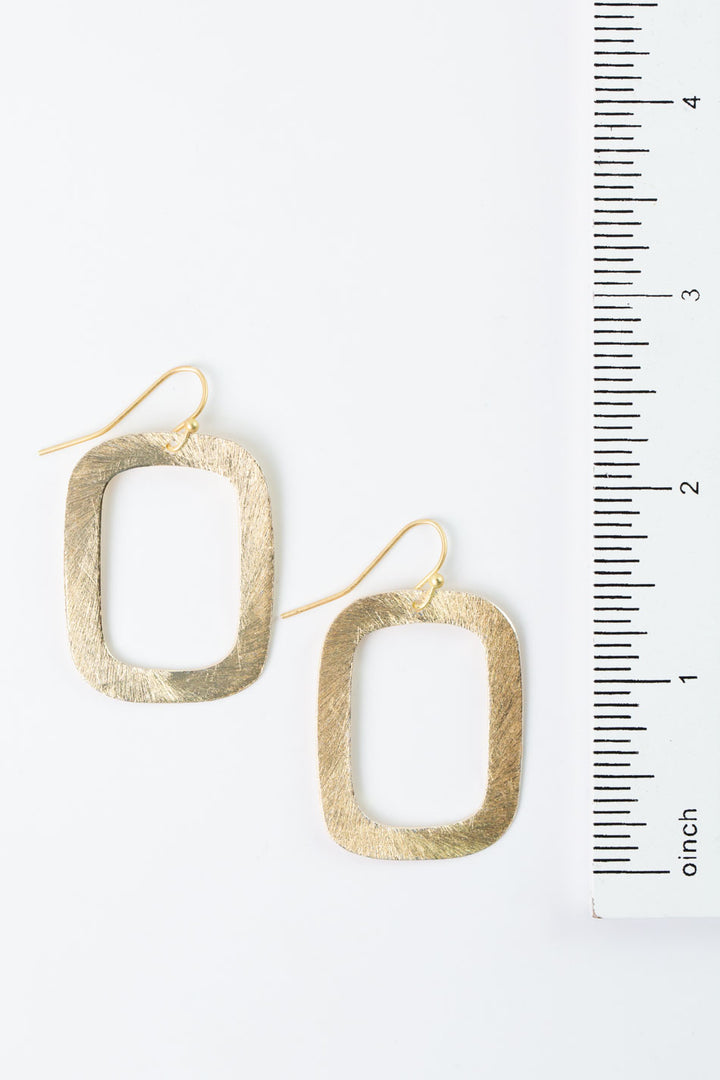 Brushed Gold Rectangle Earrings