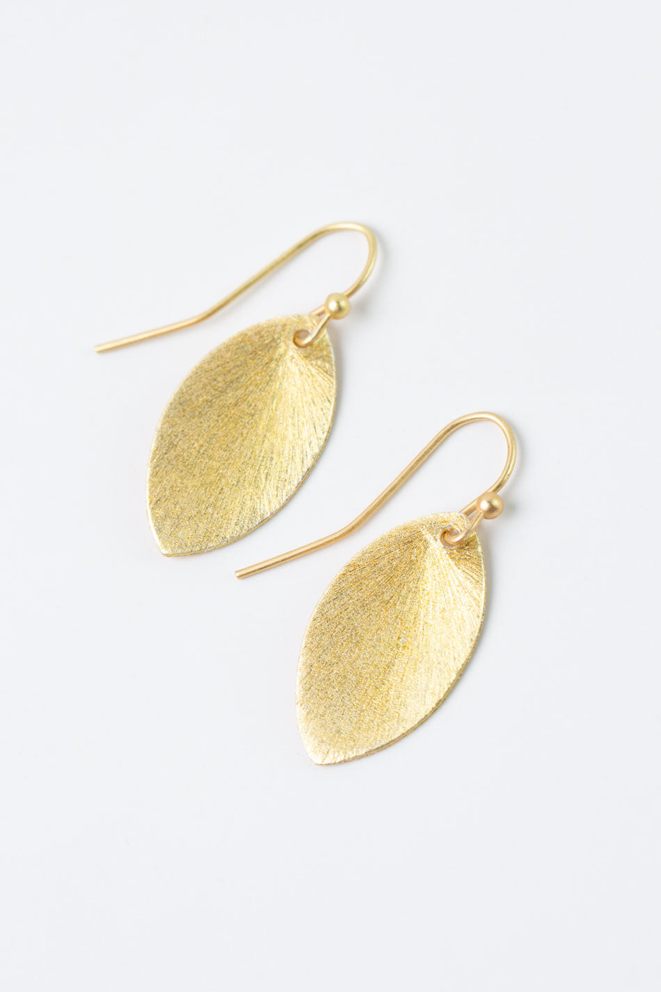 Brushed Gold Simple Leaf Earrings