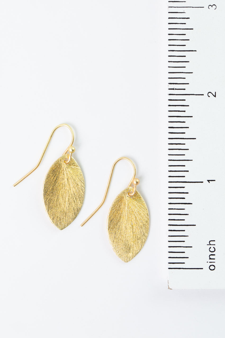 Brushed Gold Simple Leaf Earrings