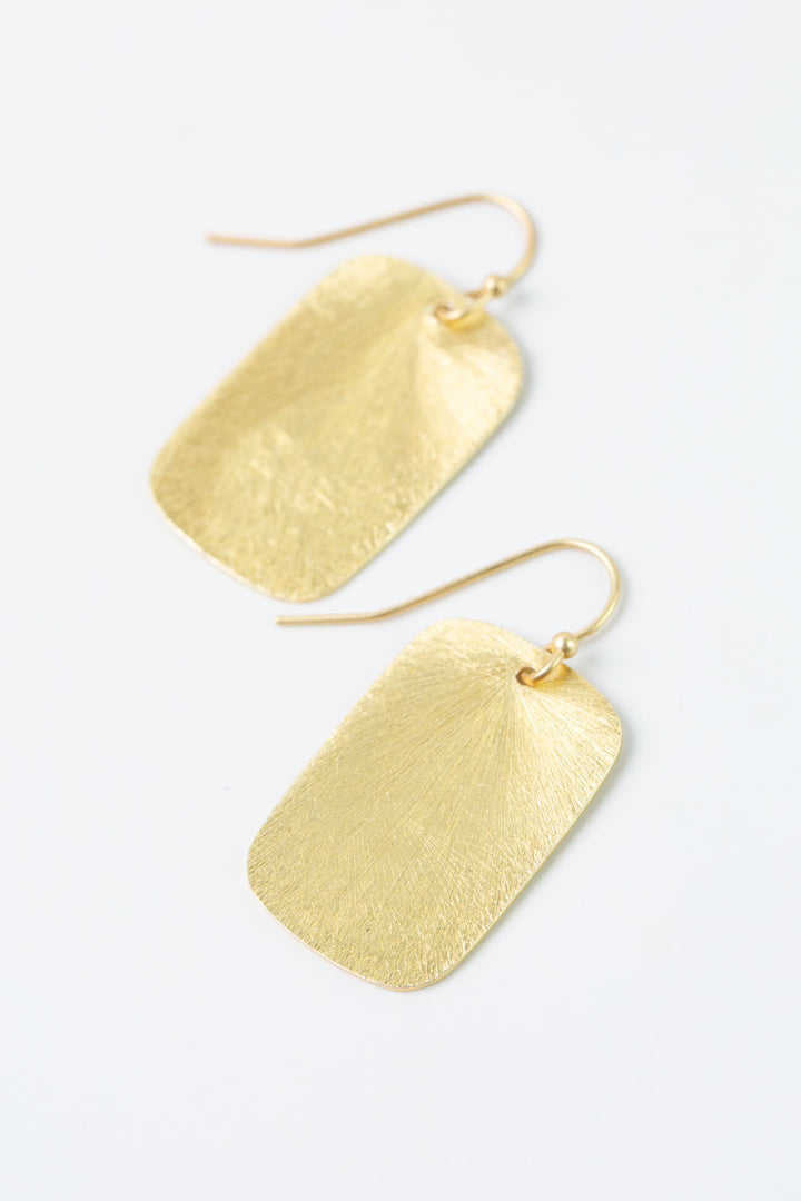 Brushed Gold Solid Rectangle Earrings