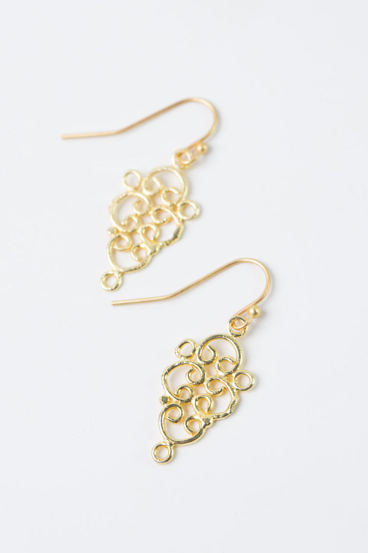 Brushed Gold Filigree Earrings