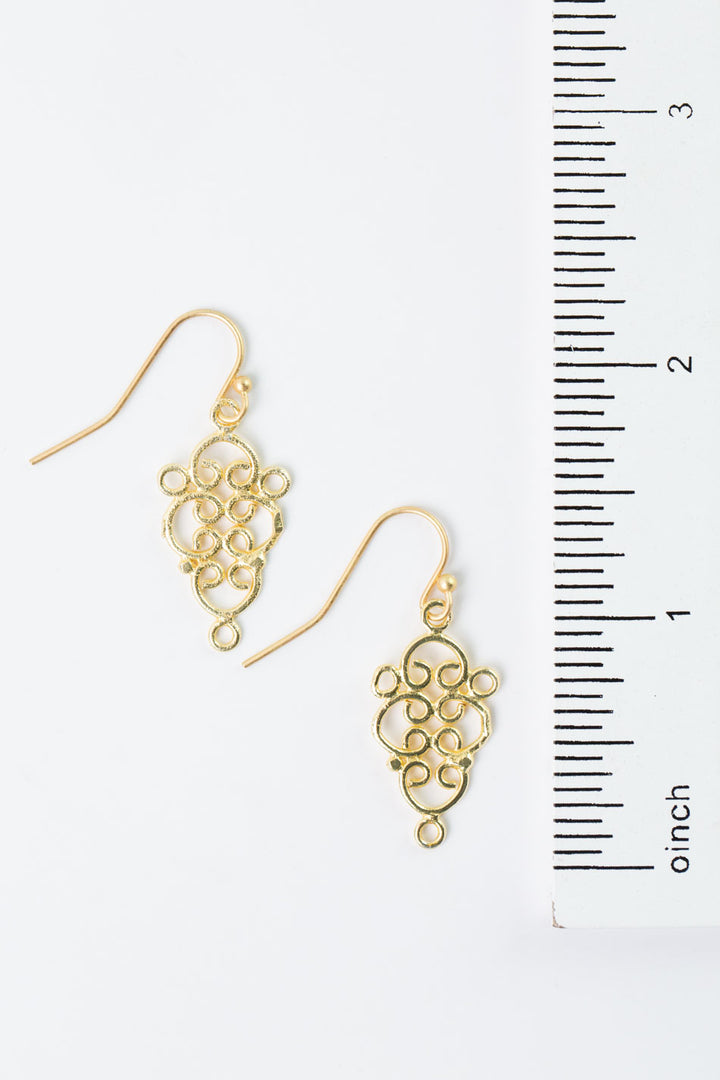 Brushed Gold Filigree Earrings