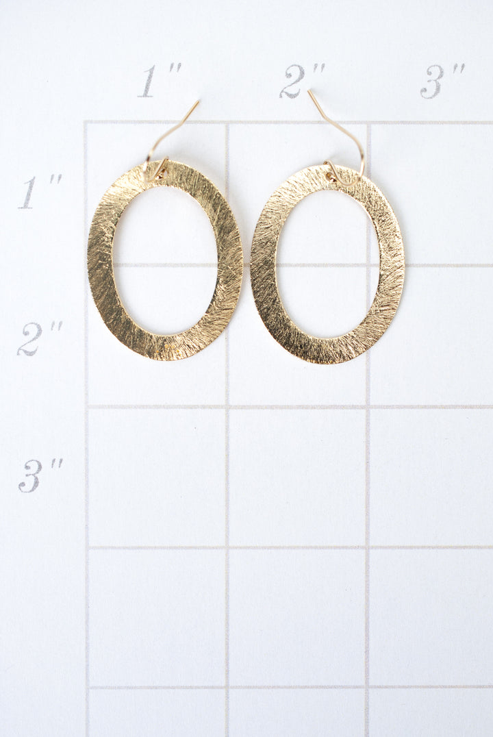 Brushed Gold Oval Earrings