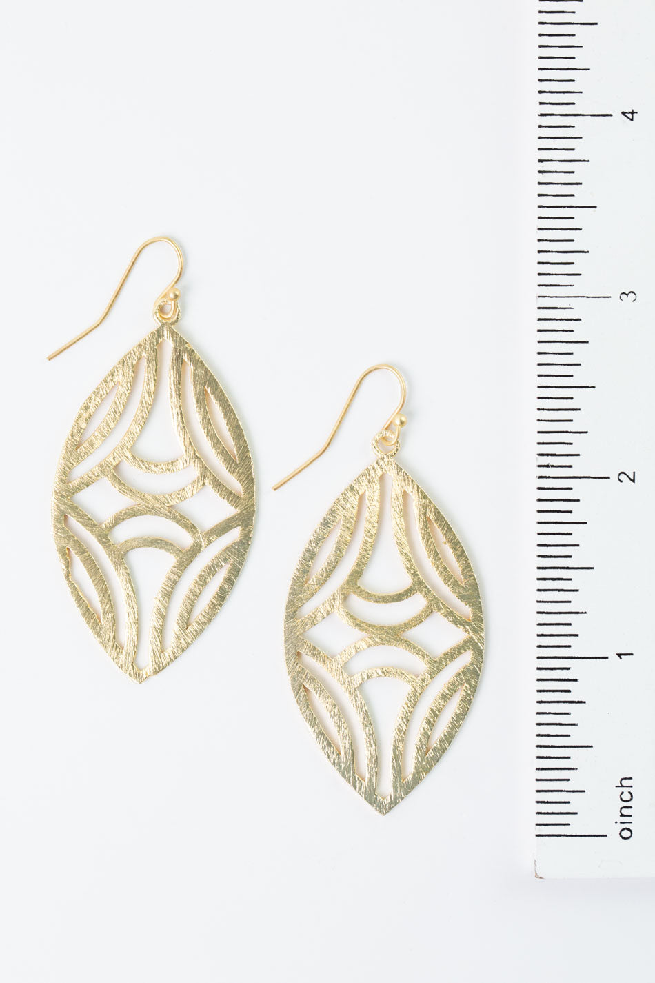 Brushed Gold Tribal Oval Earrings