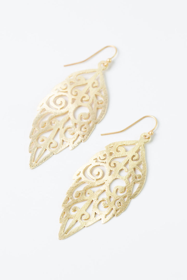 Brushed Gold Feather Earrings
