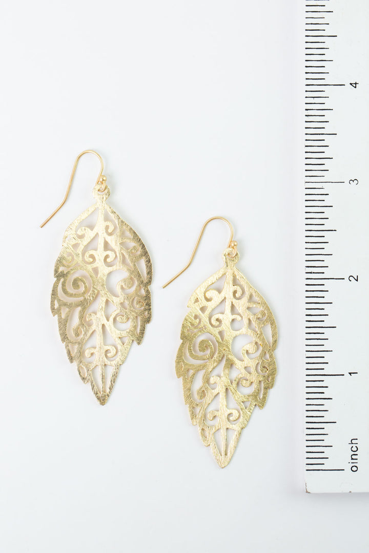 Brushed Gold Feather Earrings