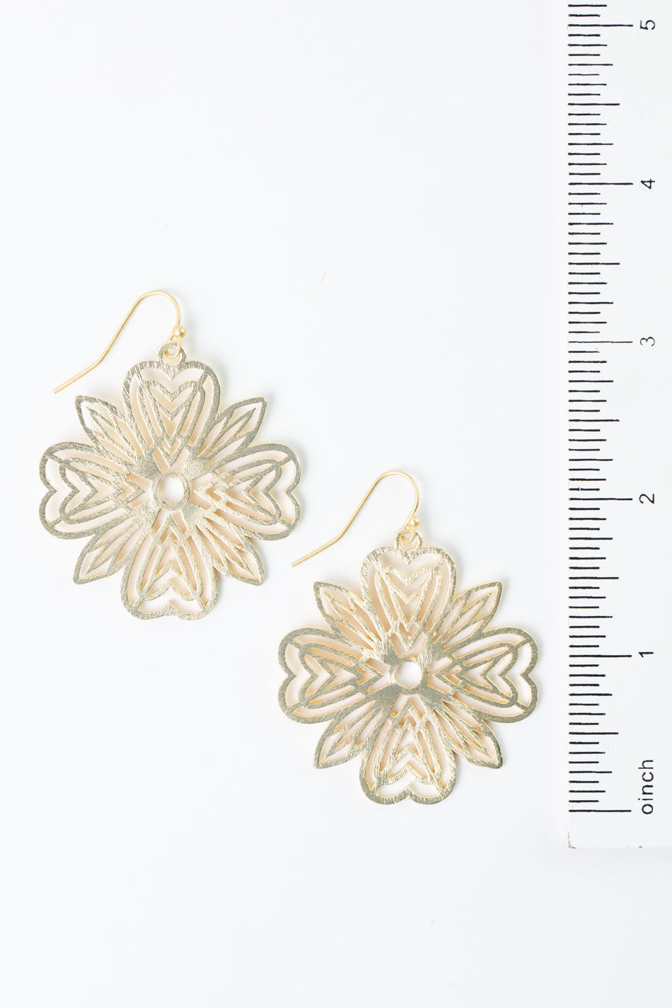 Brushed Gold Large Flower Earrings