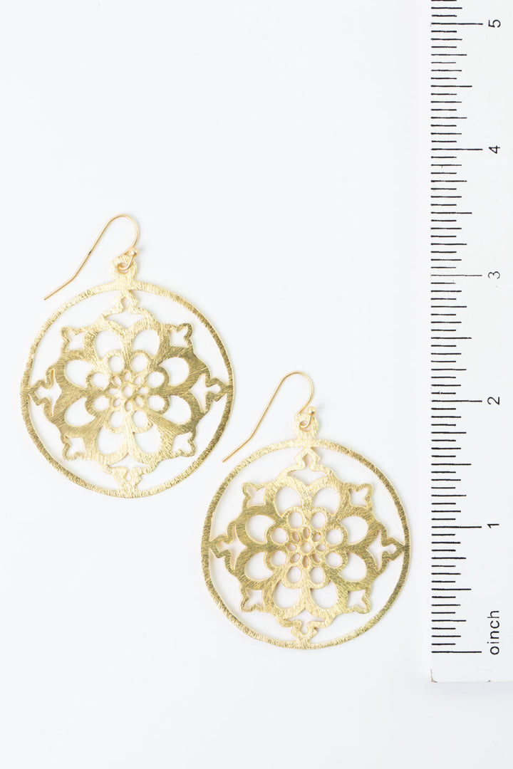 Brushed Gold Tudor Rose Earrings