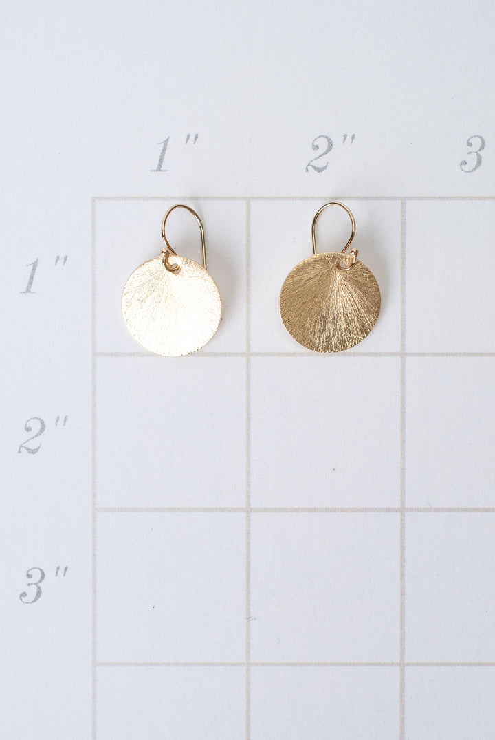 Brushed Gold Dainty Disk Earrings