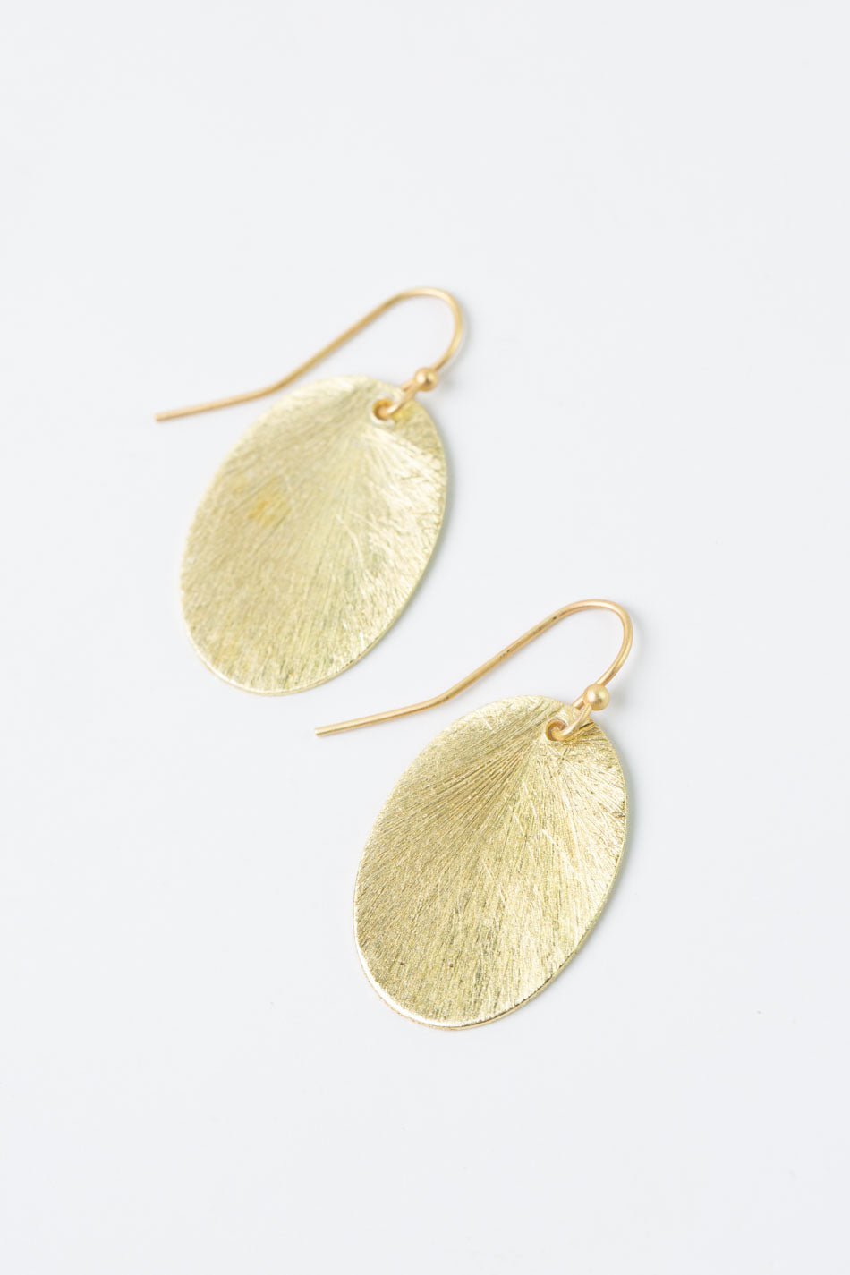 Brushed Gold Simple Oval Earrings